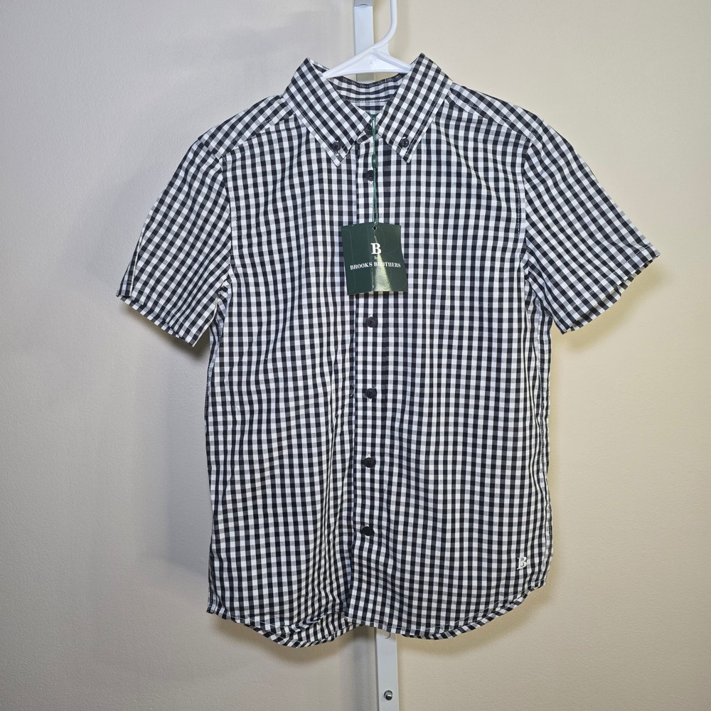 Boys B by Brooks Brothers Gingham Short Sleeve‎ Button Down Shirt sz 10Y